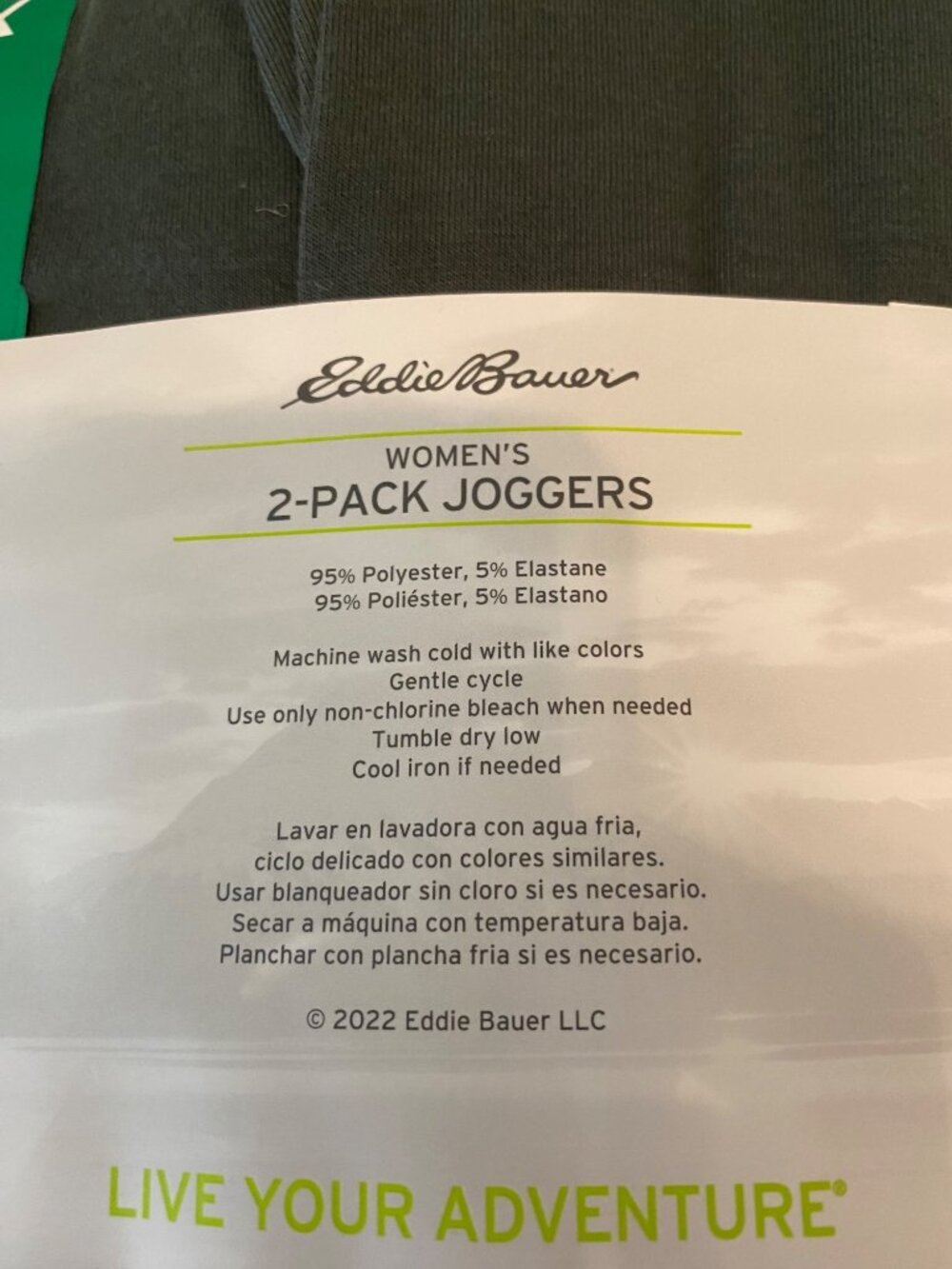 NWT 2 Pairs Eddie Bauer Black & Green Fleece Joggers Breathable Stretch XL - Picture 3 of 3